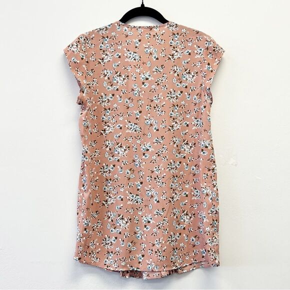 DR2 by Daniel Rainn Ditsy Floral Pintuck Cap Sleeve Blouse, Size XS Dusty Rose - Picture 6 of 12